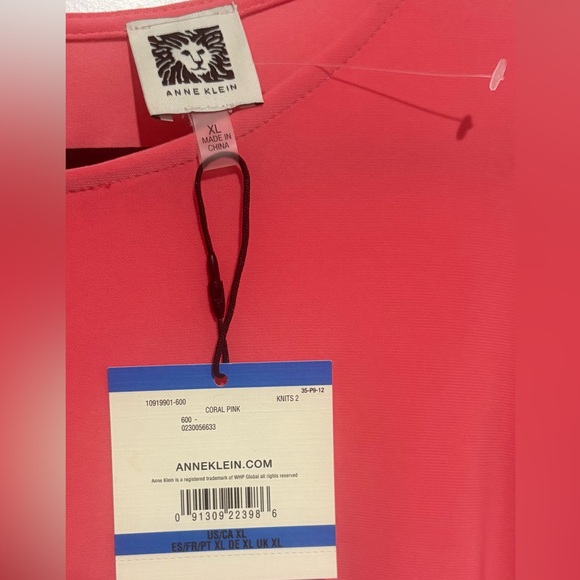 NWT Anne Klein Coral Pink Top with Ruffled Sleeves Size XL - Picture 4 of 6